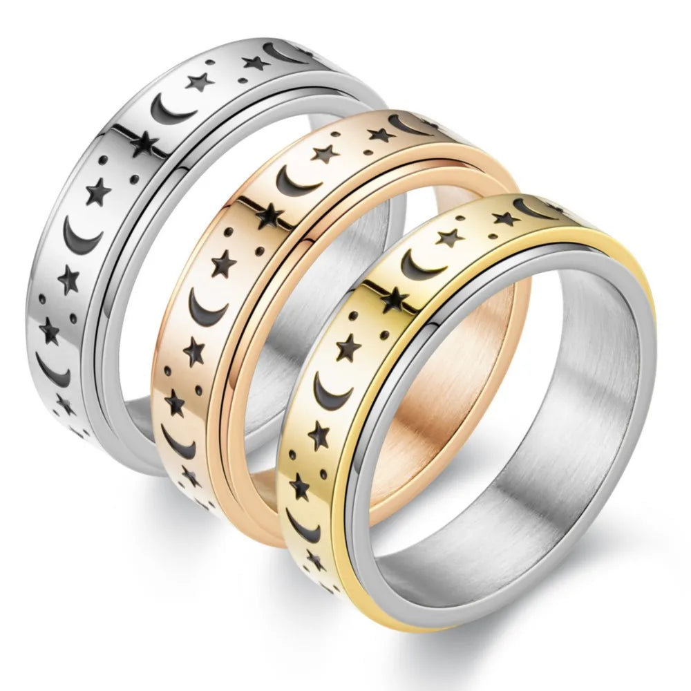 bague-anti-stress-moonlight-rotative-étoile-et-lune-argent-doré-bronze