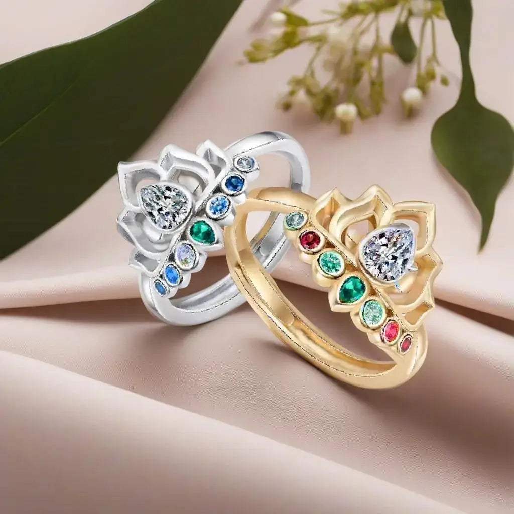 bague-femme-fleur-de-lotus-doré -et-sylver