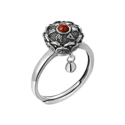 bague-anti-stress-tibétaine-rouge-argent