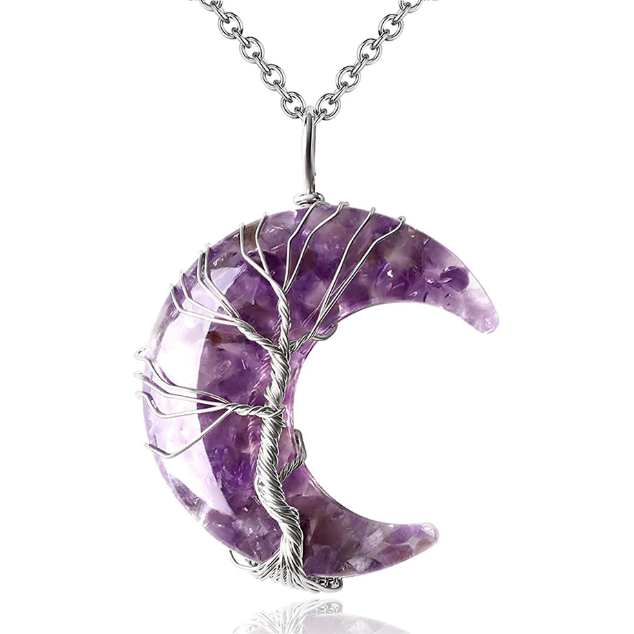 Collier Arbre De Vie - Lune  Améthyste