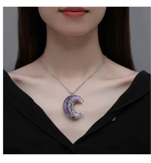 Collier Arbre De Vie - Lune  Améthyste